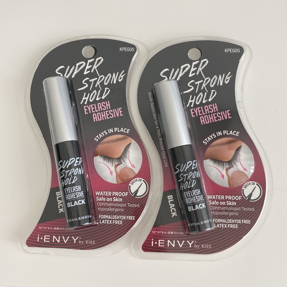 Kiss iEnvy Super Strong Hold Fake False Eyelash Adhesive Glue Black - Pack of 2